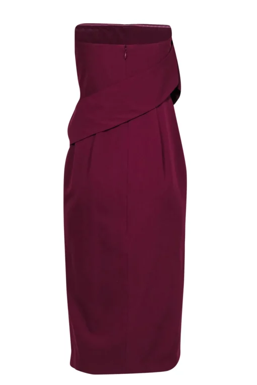 Yumi Kim - Deep Purple Draped Strapless Sheath Dress w/ Front Slit Sz M