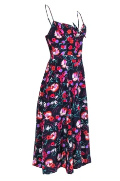 Yumi Kim - Navy Floral Print A-Line Button Down Midi Sundress Sz S