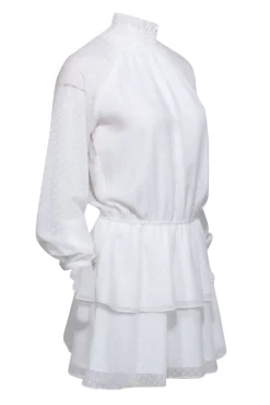 Yumi Kim - White Polka Dot Drop Waist Dress w/ Tiered Skirt Sz XS
