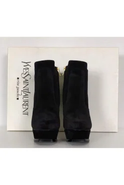 Yves Saint Laurent - Black Suede Platform Booties Sz 5