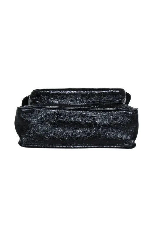 Yves Saint Laurent - Black Patent Leather Chevron "Niki" Shoulder Bag
