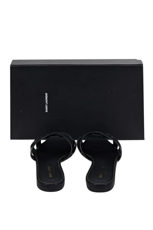 Yves Saint Laurent - Black Leather Slide Sandals Sz 9