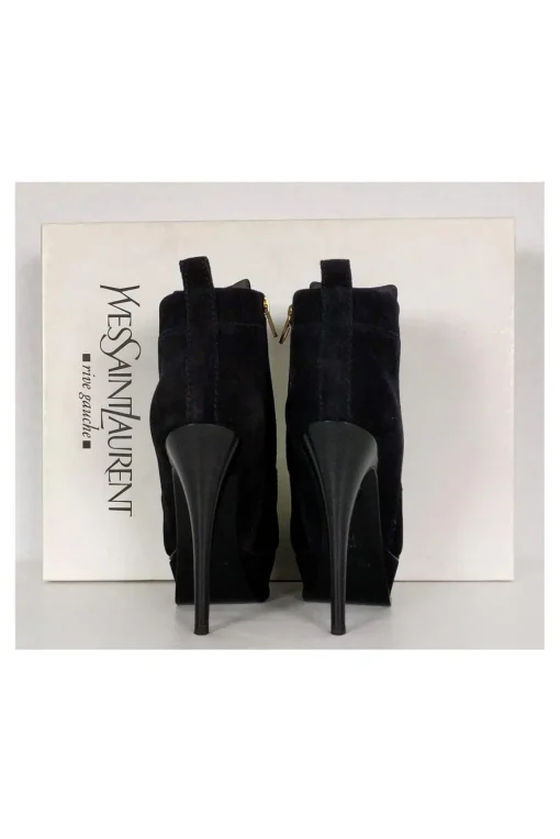 Yves Saint Laurent - Black Suede Platform Booties Sz 5