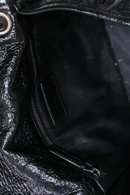 Yves Saint Laurent - Black Patent Leather Chevron "Niki" Shoulder Bag