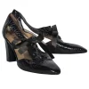 Yves Saint Laurent - Dark Brown Patent Leather Embossed Cutout Heels Sz 8