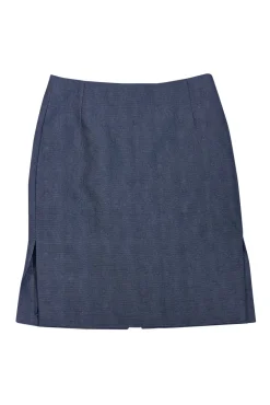 Yves Saint Laurent - Grey Jacquard Side Slit Skirt Sz 8