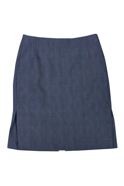 Yves Saint Laurent - Grey Jacquard Side Slit Skirt Sz 8