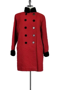 Yves Saint Laurent - Red Nutria Fur Trench Coat Sz 8