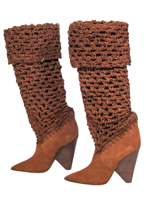 Yves Saint Laurent - Tan Suede Twine Soho Niki 105 Thigh High Boots Sz 9