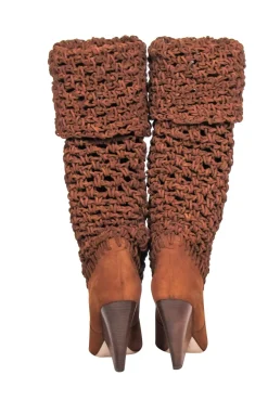 Yves Saint Laurent - Tan Suede Twine Soho Niki 105 Thigh High Boots Sz 9