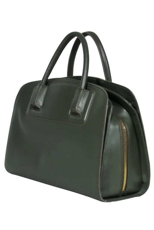Zac Posen - Olive Green Smooth Leather Multi-Compartment Satchel