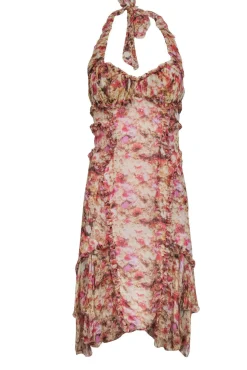 Zac Posen - Pink Floral Silk Halter Dress Sz 6
