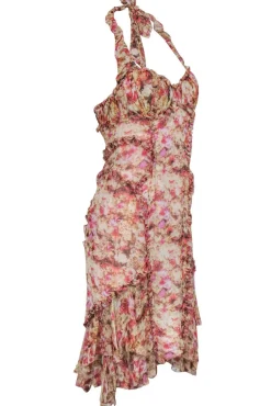 Zac Posen - Pink Floral Silk Halter Dress Sz 6