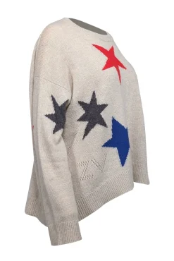 Zadig & Voltaire - Beige Cashmere Sweater w/ Star Pattern Sz M