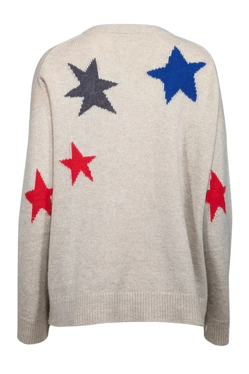 Zadig & Voltaire - Beige Cashmere Sweater w/ Star Pattern Sz M