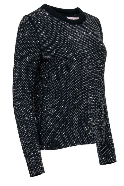 Zadig & Voltaire - Black & Rhinestone Crew Neck Sweater Sz M