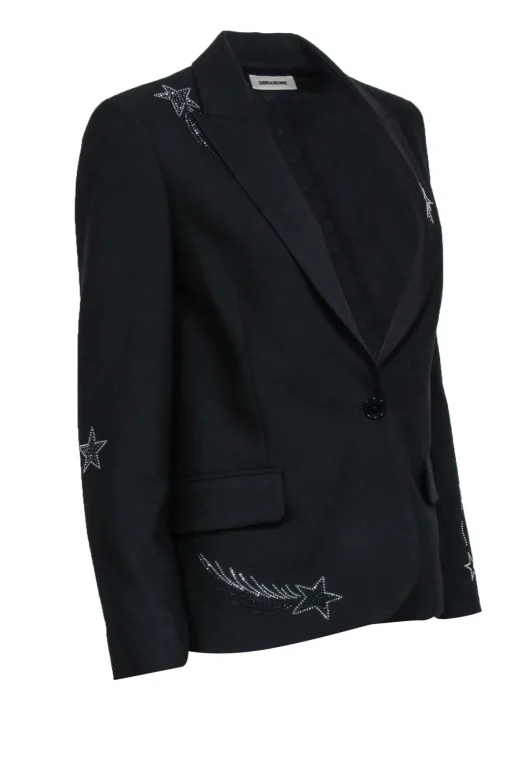 Zadig & Voltaire - Black Blazer w/ Shooting Star Detail Sz S