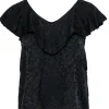 Zadig & Voltaire - Black Silk Ruffled Leopard Spotted V-Neck Tank Sz XS