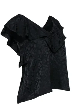 Zadig & Voltaire - Black Silk Ruffled Leopard Spotted V-Neck Tank Sz XS