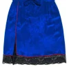 Zadig & Voltaire - Blue Brocade Drawstring Skirt w/ Black Lace Trim Sz L