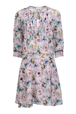 Zadig & Voltaire - Pale Pink Tattoo Print Silk "Remus" Dress Sz L