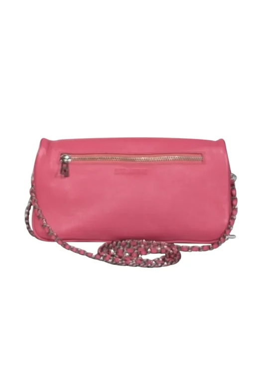 Zadig & Voltaire - Pink Grained Leather Double Chain Shoulder Bag