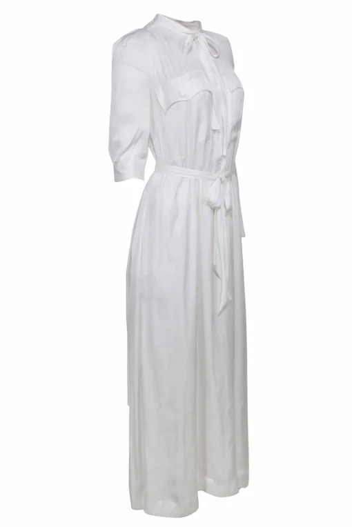 Zadig & Voltaire - White Satin Crop Sleeve Dress Sz S