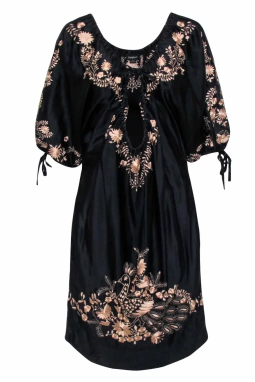 Zimmermann - Black Embroidered Oversized Shift Dress Sz 10