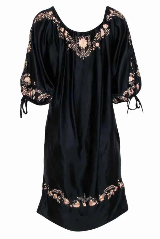 Zimmermann - Black Embroidered Oversized Shift Dress Sz 10