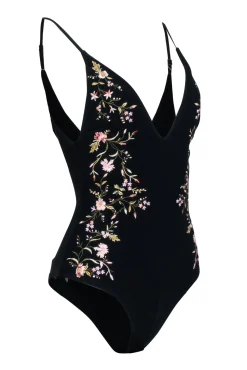 Zimmermann - Black One Piece Embroidered Bodysuit/Swimsuit Sz 4