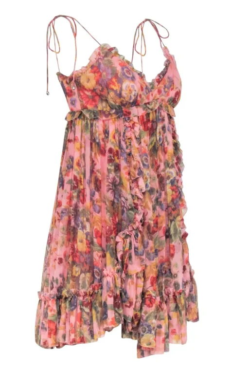 Zimmermann -  Mauve Floral Print Sleeveless Dress Sz 6